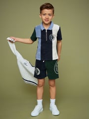 Reiss Blue 3-9 yrs SmileyWorld | Reiss Towel Polo Shirt - Image 1 of 5