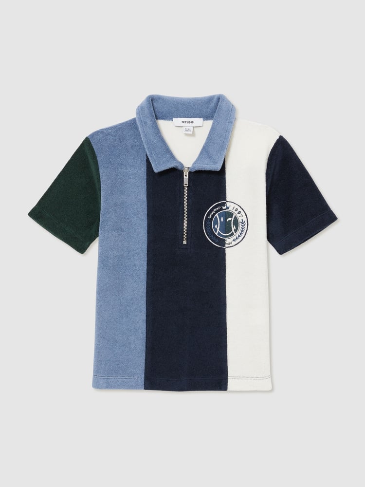 Reiss Blue 3-9 yrs SmileyWorld | Reiss Towel Polo Shirt - Image 2 of 5
