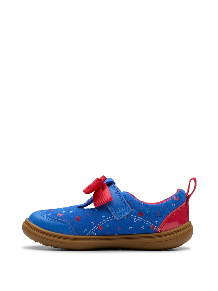 Clarks Blue Standard Fit (F) Print Roal Dahl ash Bow Toddler Shoes - Image 2 of 7