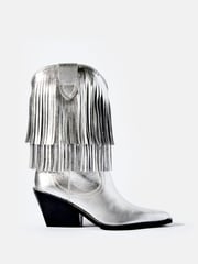 Mint Velvet Silver Annie Fringe Cowboy Boots - Image 2 of 5