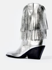 Mint Velvet Silver Annie Fringe Cowboy Boots - Image 3 of 5