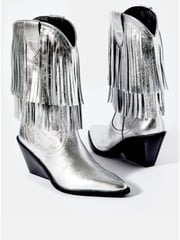 Mint Velvet Silver Annie Fringe Cowboy Boots - Image 4 of 5