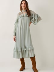 Monsoon Green Debbie Polka Dot Ruffle Maxi Dress - Image 1 of 5