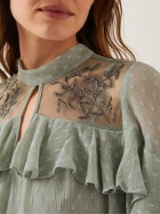 Monsoon Green Debbie Polka Dot Ruffle Maxi Dress - Image 4 of 5