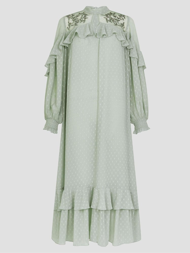 Monsoon Green Debbie Polka Dot Ruffle Maxi Dress - Image 5 of 5