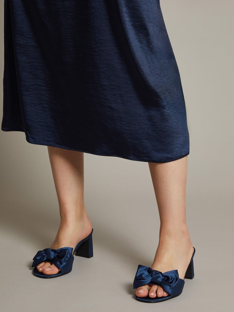 Monsoon Blue Tia Satin Bow Mules - Image 1 of 4 Monsoon Blue Tia Satin Bow Mules - Image 1 of 4