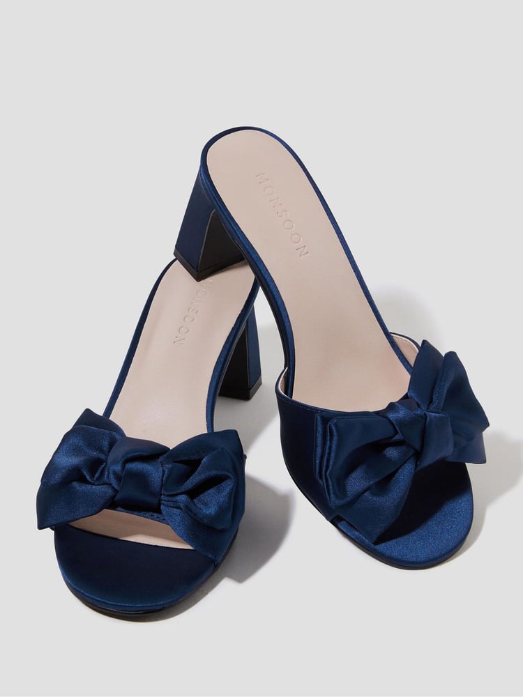 Monsoon Blue Tia Satin Bow Mules - Image 2 of 4 Monsoon Blue Tia Satin Bow Mules - Image 2 of 4