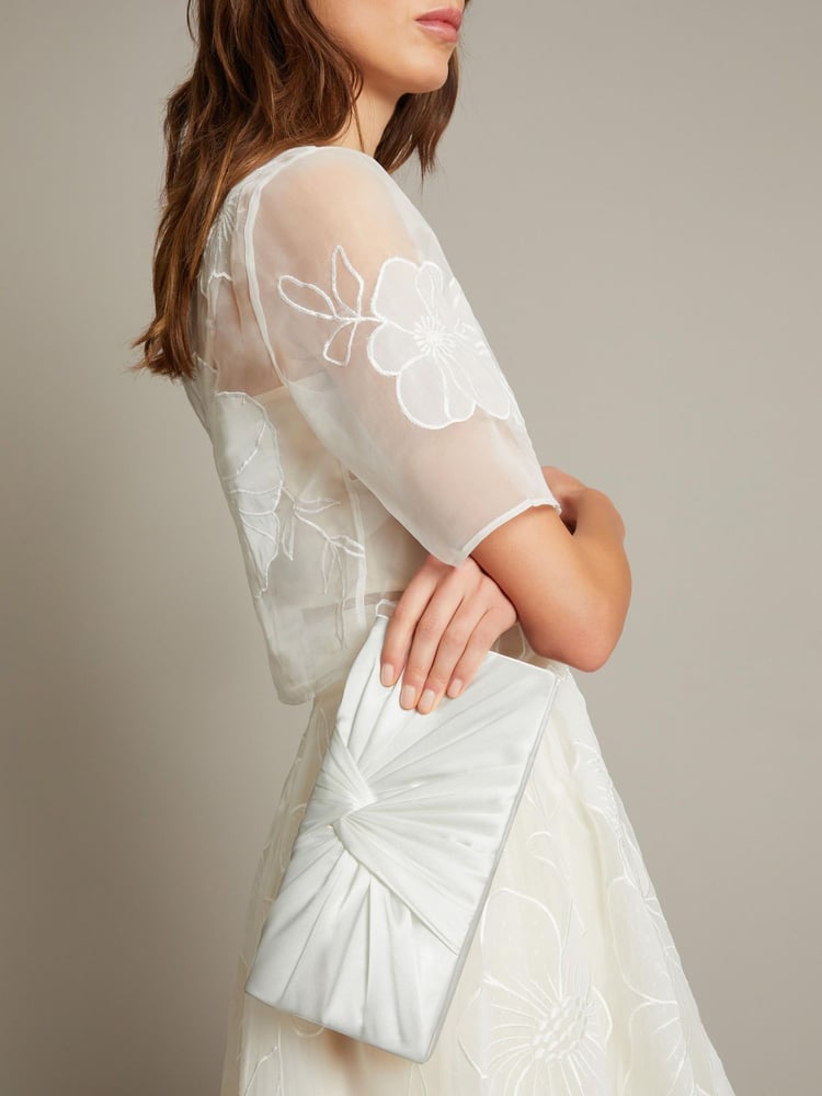 Monsoon Natural Talia Twisted Satin Clutch Bag - Image 1 of 5
