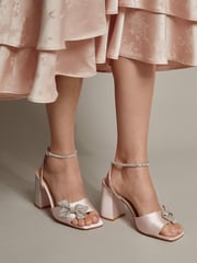 Monsoon Nude Dani Diamante Bow Heeled Sandals - Image 1 of 4