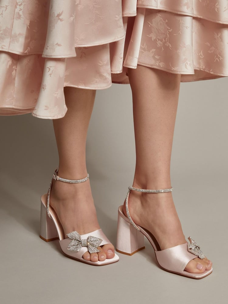 Monsoon Nude Dani Diamante Bow Heeled Sandals - Image 1 of 4
