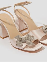 Monsoon Nude Dani Diamante Bow Heeled Sandals - Image 4 of 4