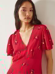 Monsoon Red Gia Embellished Tea Dress - Image 3 of 5