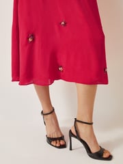 Monsoon Red Gia Embellished Tea Dress - Image 4 of 5