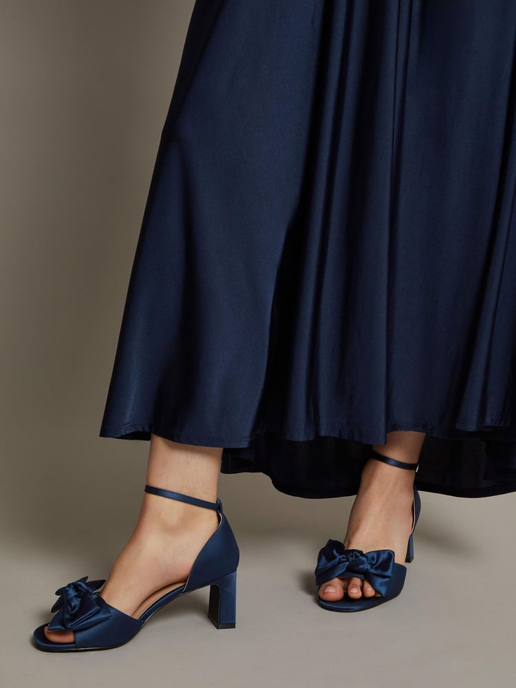 Monsoon Blue Tilda Satin Bow Heels - Image 1 of 4 Monsoon Blue Tilda Satin Bow Heels - Image 1 of 4