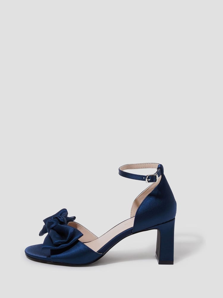 Monsoon Blue Tilda Satin Bow Heels - Image 2 of 4 Monsoon Blue Tilda Satin Bow Heels - Image 2 of 4