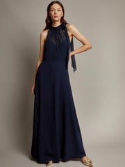 Monsoon Blue Monika Halter Chiffon Maxi Dress - Image 1 of 4