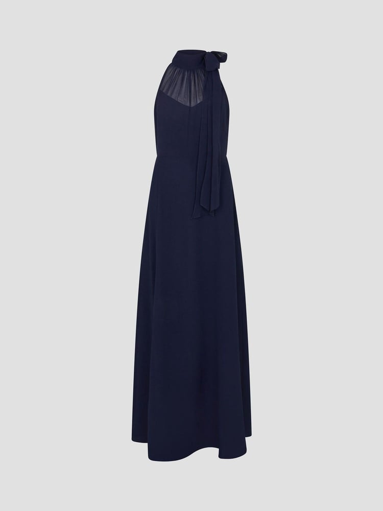 Monsoon Blue Monika Halter Chiffon Maxi Dress - Image 4 of 4