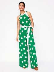Boden Green Colourblock Halter Jumpsuit - Image 2 of 6