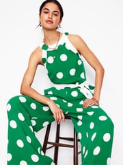 Boden Green Colourblock Halter Jumpsuit - Image 4 of 6