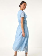 Roman Blue Petite Front Twist Jacquard Dress - Image 3 of 5