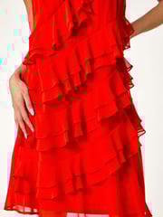 Roman Red Petite Plain Ruffle Tiered Shift Dress - Image 5 of 5
