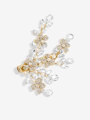Jon Richard Gold Crystal Spray Floral Pearl Embellished Hair Slide - Image 2 of 3