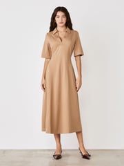 Finery Camel Trinity Ponte Jersey Midi Dress - Image 1 of 4