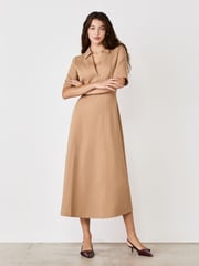 Finery Camel Trinity Ponte Jersey Midi Dress - Image 2 of 4