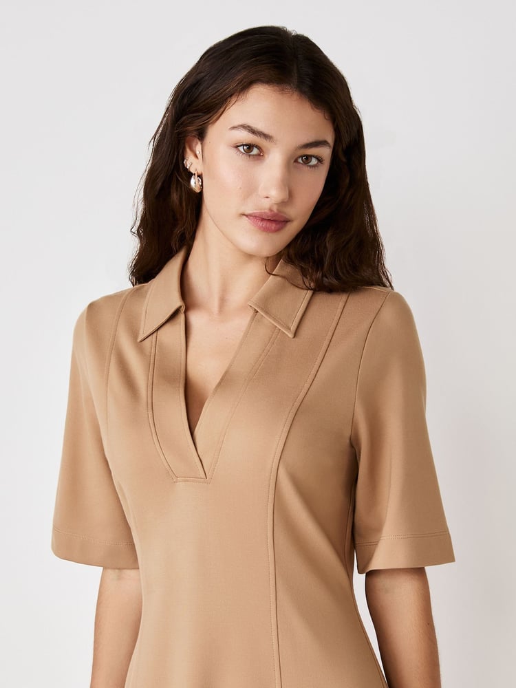 Finery Camel Trinity Ponte Jersey Midi Dress - Image 4 of 4