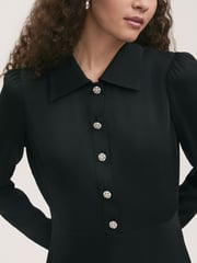 Finery Black Lucia Matte Textured Crepe Midi Dress - Image 3 of 4
