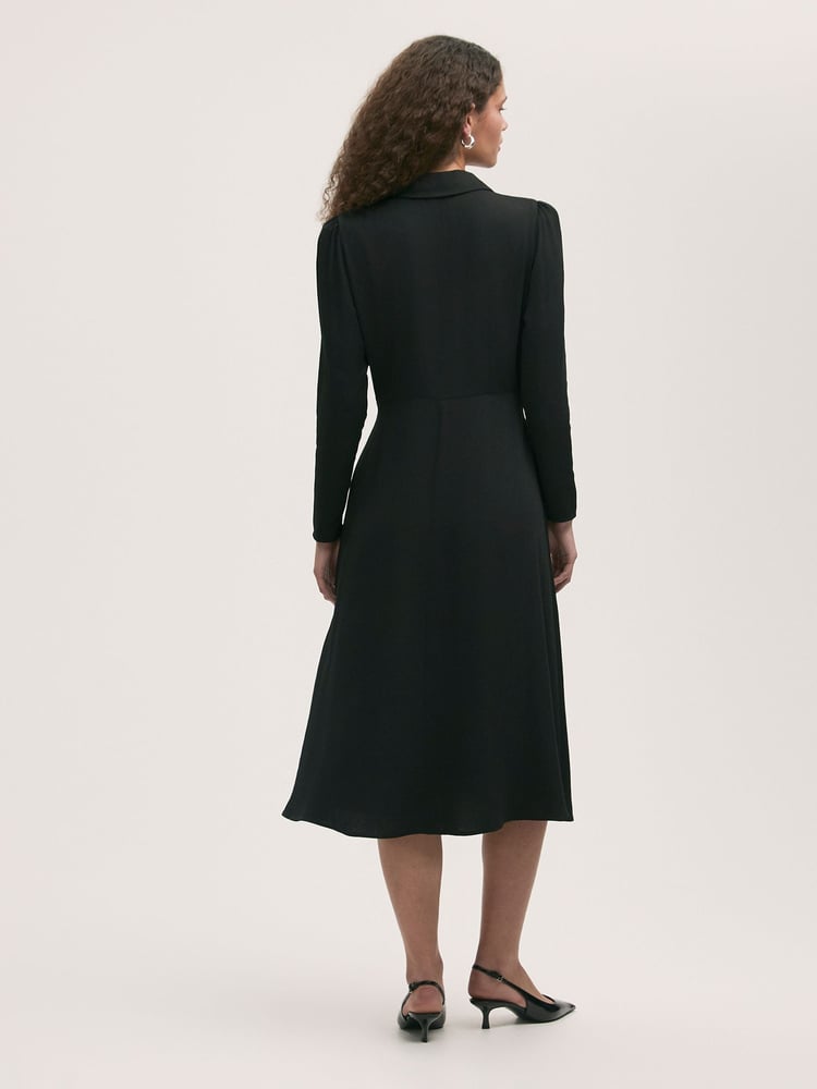Finery Black Lucia Matte Textured Crepe Midi Dress - Image 4 of 4