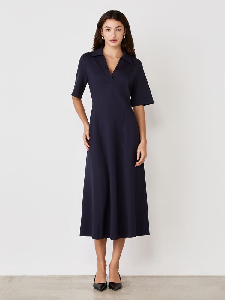 Finery Navy Trinity Ponte Jersey Midi Dress - Image 1 of 4