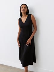 Finery Black Adele Ponte Jersey Midi Dress - Image 3 of 4