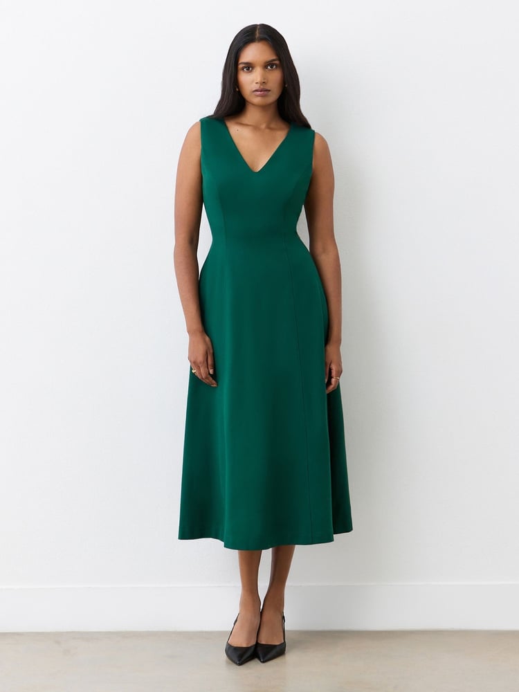 Finery Green Adele Bottle Ponte Jersey Midi Dress - Image 1 of 4
