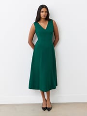 Finery Green Adele Bottle Ponte Jersey Midi Dress - Image 3 of 4