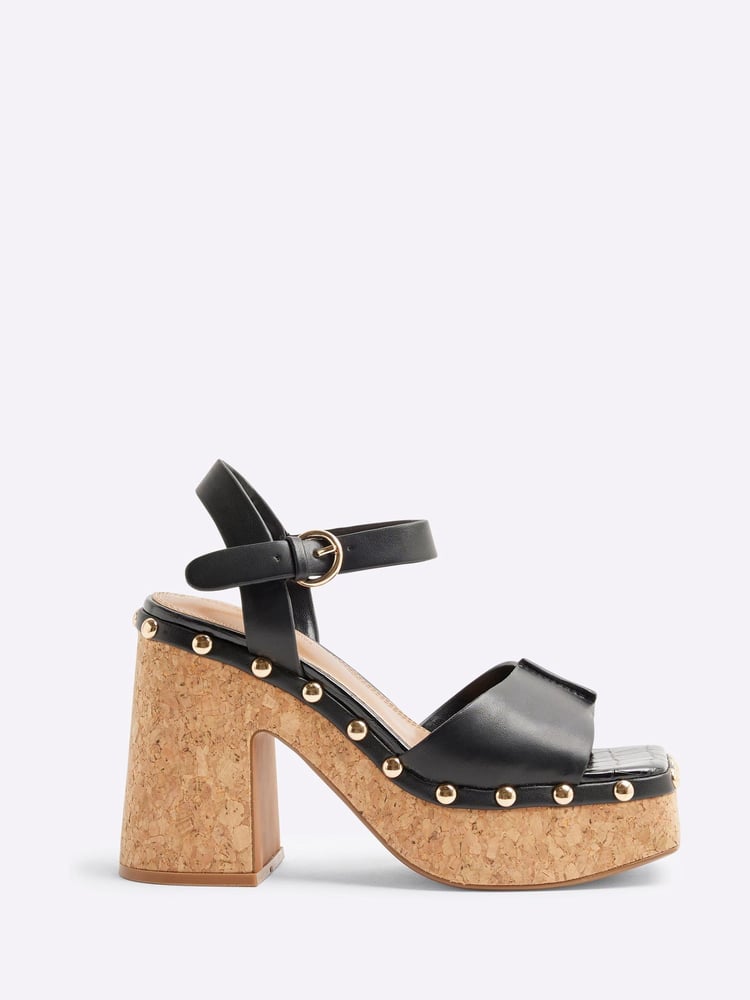 River Island Black Cork Platform Sandals - Image 2 of 6 River Island Black Cork Platform Sandals - Image 2 of 6
