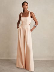 Reiss Pale Pink Dion Wide-Leg Cut-Out Jumpsuit - Image 3 of 6