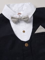 Little Gent 100% Cotton Brown Shirt with Mock Waistcoat Shorts and Bowtie Outfit Set - Image 5 of 5