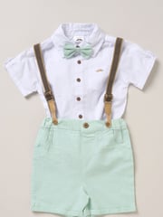 Little Gent Blue Shirt Shorts and Braces Outfit Set - Image 1 of 3
