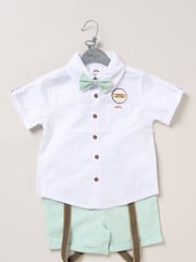 Little Gent Blue Shirt Shorts and Braces Outfit Set - Image 2 of 3