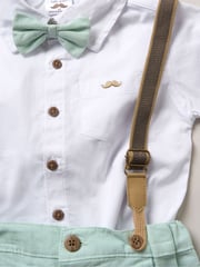 Little Gent Blue Shirt Shorts and Braces Outfit Set - Image 3 of 3