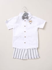 Little Gent Blue Shirt Shorts and Braces Outfit Set - Image 3 of 3