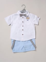 Little Gent Blue Shirt Shorts and Braces Outfit Set - Image 2 of 3