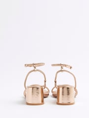 River Island Gold Strappy Block Heel Sandals - Image 3 of 5