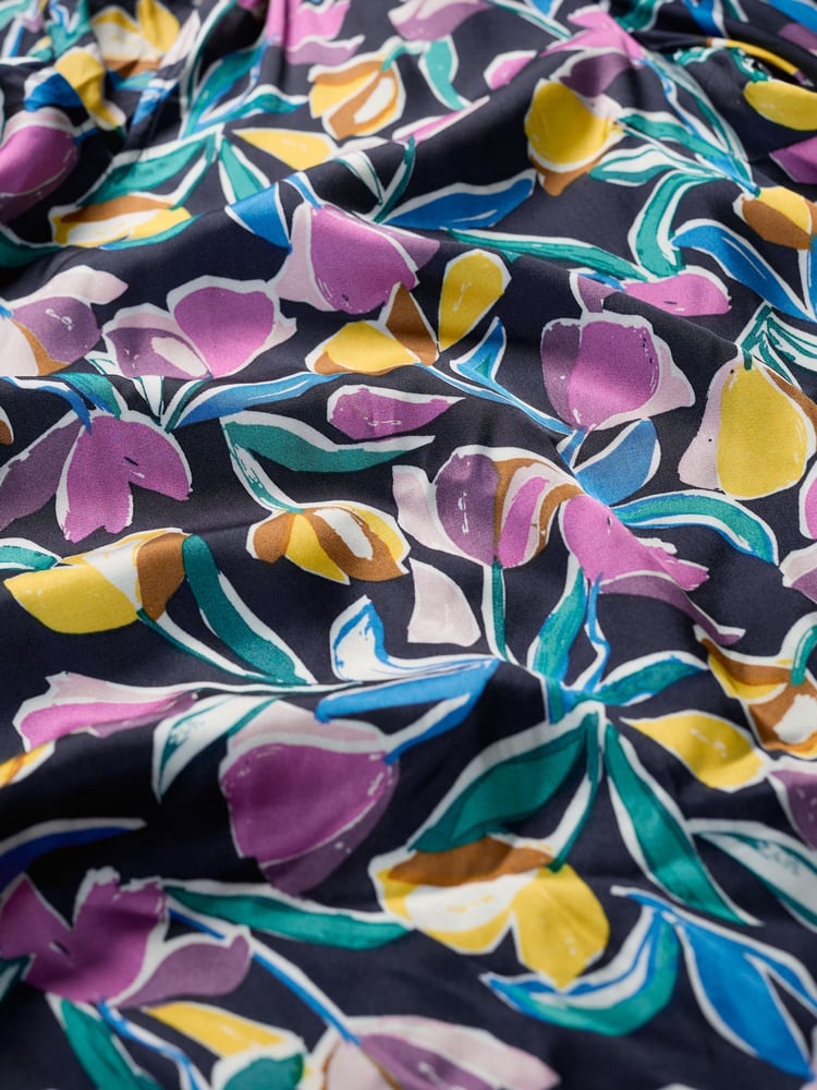 Seasalt Cornwall Black Multi Flower Weave Satin Frill Neck Print Blouse - Image 5 of 5 Seasalt Cornwall Black Multi Flower Weave Satin Frill Neck Print Blouse - Image 5 of 5