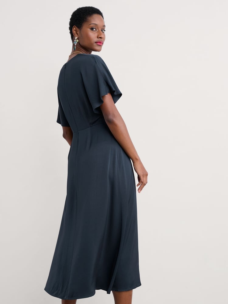 Seasalt Cornwall Blue Evenglow Satin Dress - Image 2 of 5