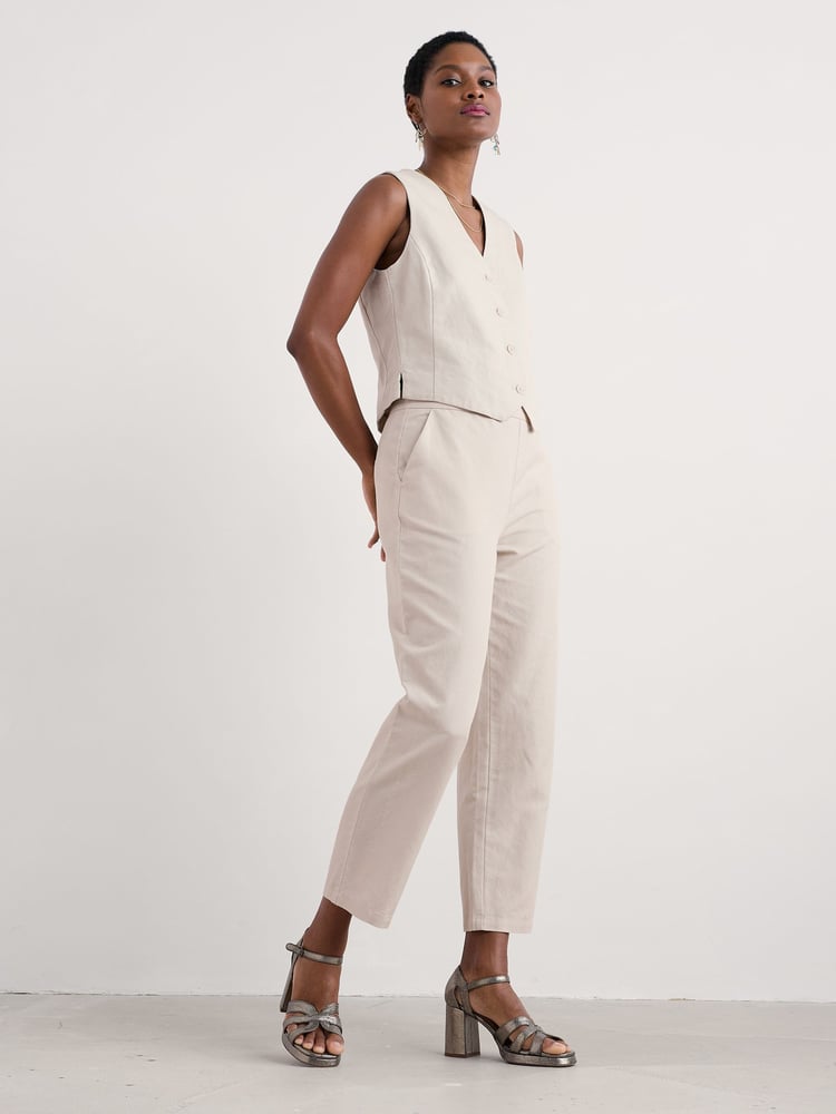 Seasalt Cornwall Natural Erica Linen Blend Waistcoat - Image 1 of 5
