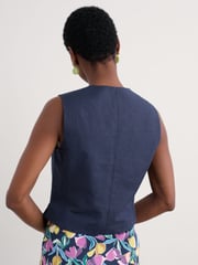 Seasalt Cornwall Blue Erica Linen Blend Waistcoat - Image 2 of 5
