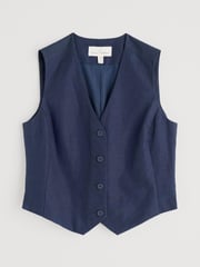 Seasalt Cornwall Blue Erica Linen Blend Waistcoat - Image 4 of 5