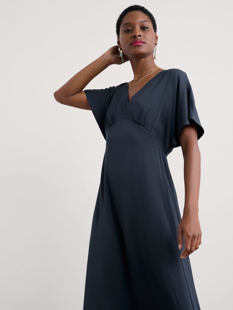 Seasalt Cornwall Blue Petite Evenglow Satin Dress - Image 1 of 5 Seasalt Cornwall Blue Petite Evenglow Satin Dress - Image 1 of 5